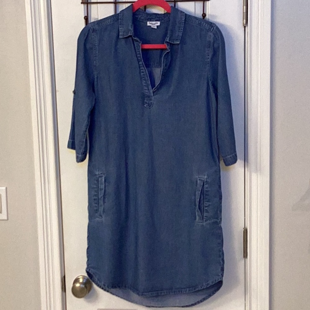 SPLENDID Denim Mini Dress w/ Convertible Sleeves
